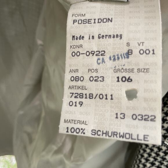 VTG Hugo Boss 90s Houndstooth Wool Blazer Mens 46R Oversized Made in Germany - Picture 7 of 11